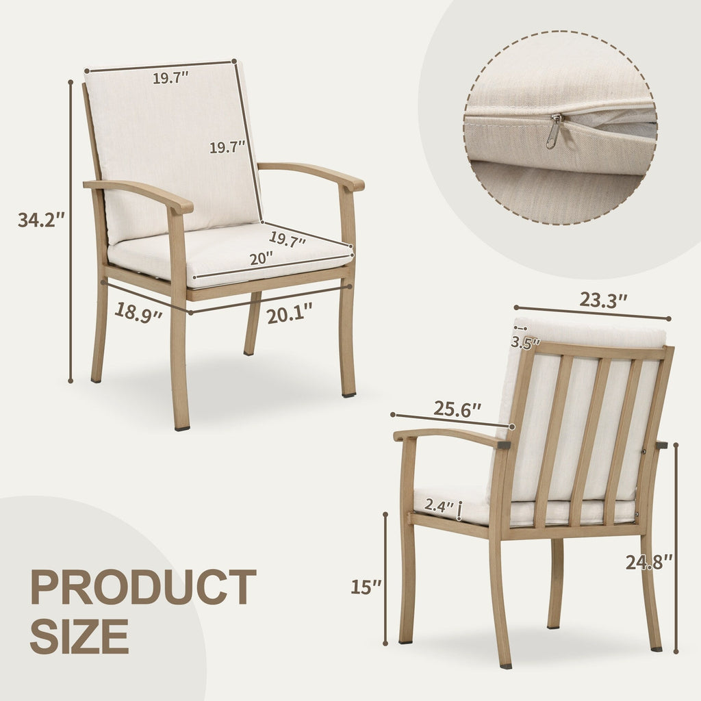 EGEIROS LIFE AluLux 9-Piece Aluminum Patio Dining Set with 2 Swivel Dining Chairs, 6 Dining Chairs and Washable Cushions