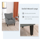 Erommy Modern Accent Chair, High Back Armchair, Upholstered Fabric Button Single Sofa with Wooden Legs for Living Room