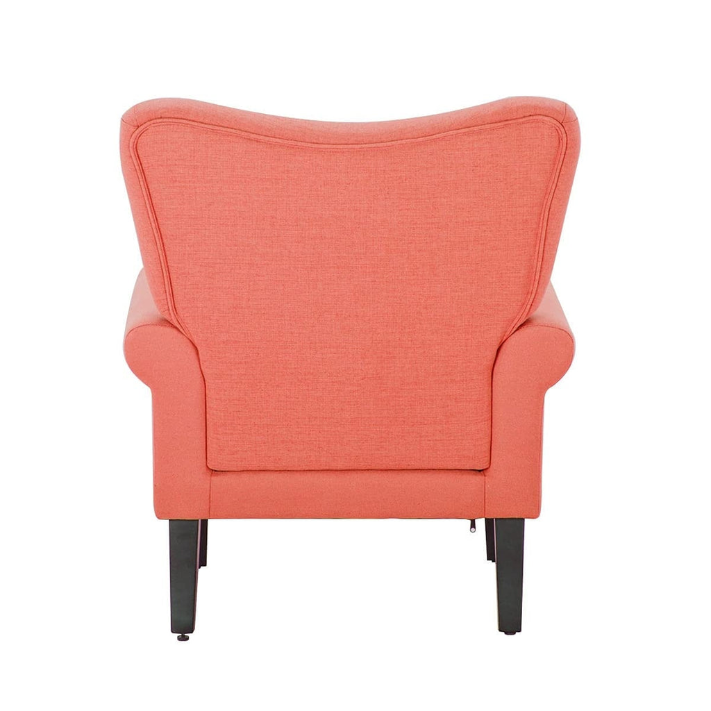 Erommy Modern Accent Chair, High Back Armchair, Upholstered Fabric Button Single Sofa with Wooden Legs for Living Room