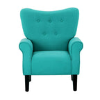 Erommy Modern Accent Chair, High Back Armchair, Upholstered Fabric Button Single Sofa with Wooden Legs for Living Room
