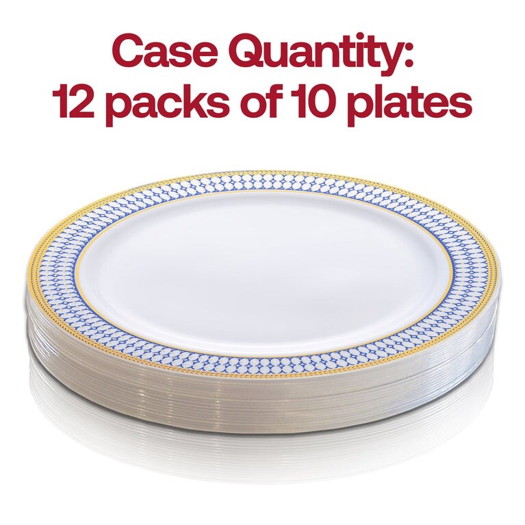 Elegant Gold Chord Rim Disposable Plastic Plate Packs - Party Supplies