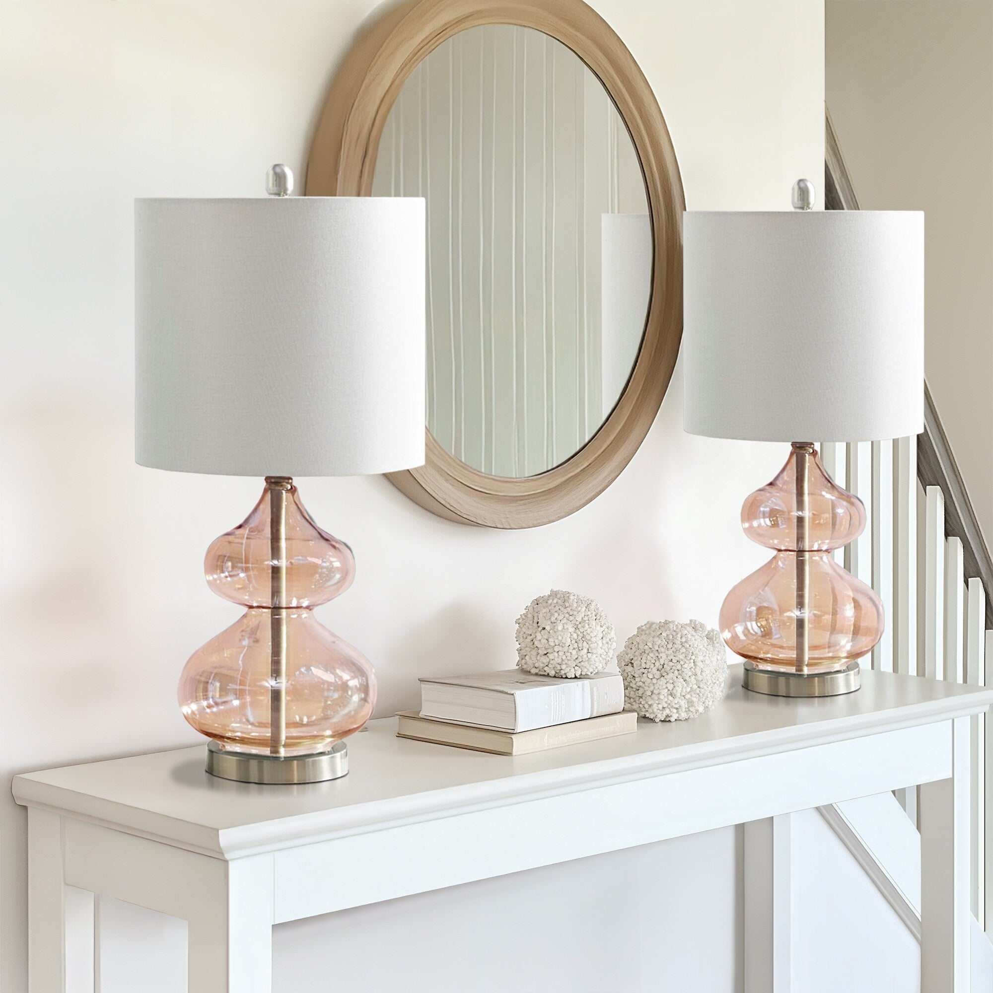 Ellipse Curved Gourd Glass Table Lamp, Set of 2