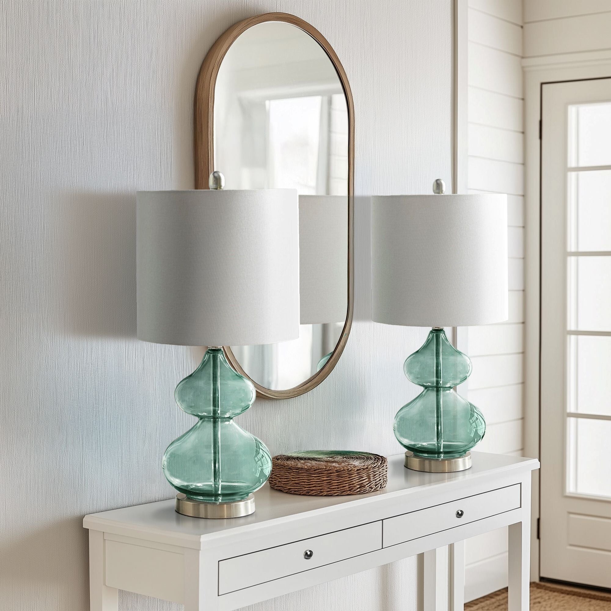 Ellipse Curved Gourd Glass Table Lamp, Set of 2