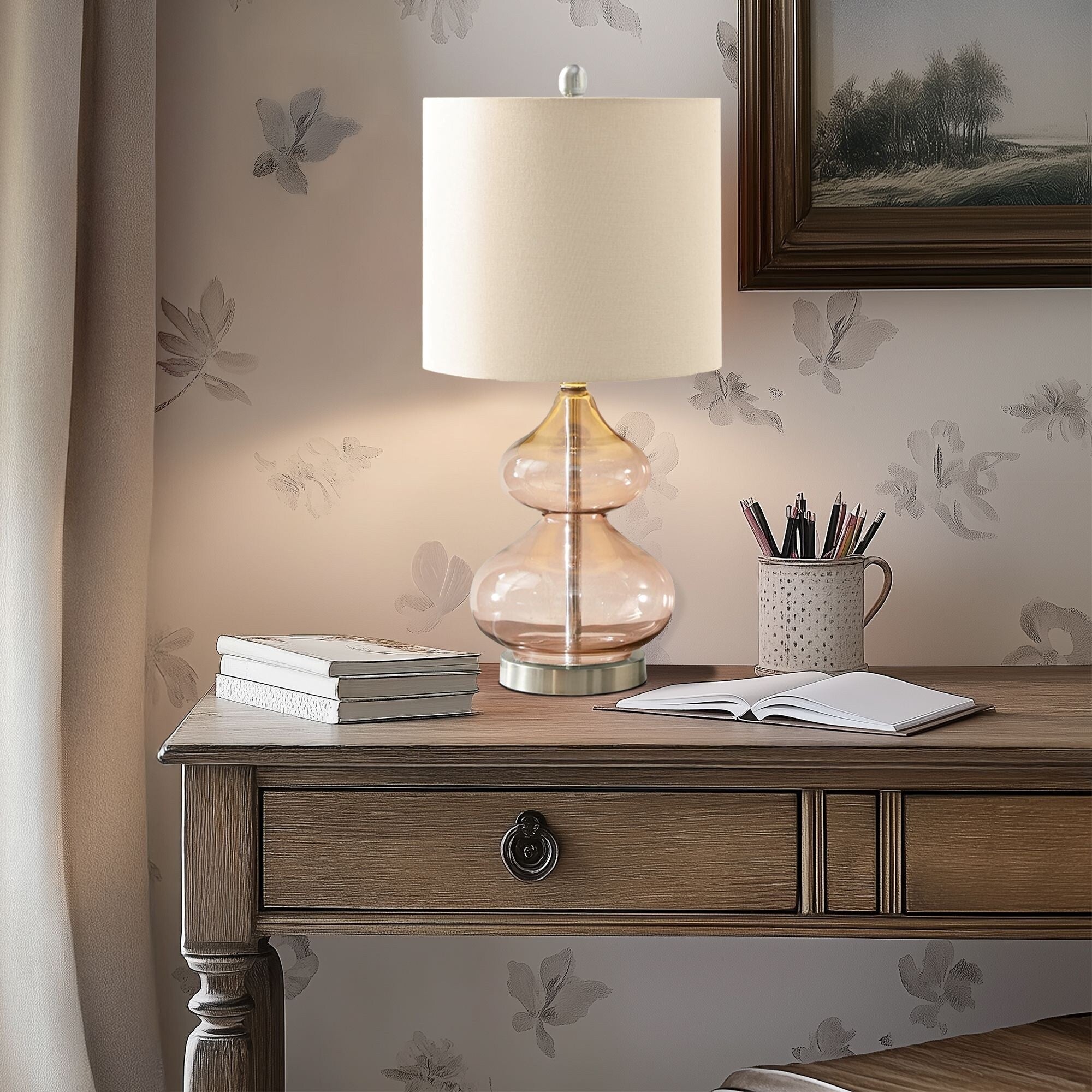 Ellipse Curved Gourd Glass Table Lamp, Set of 2