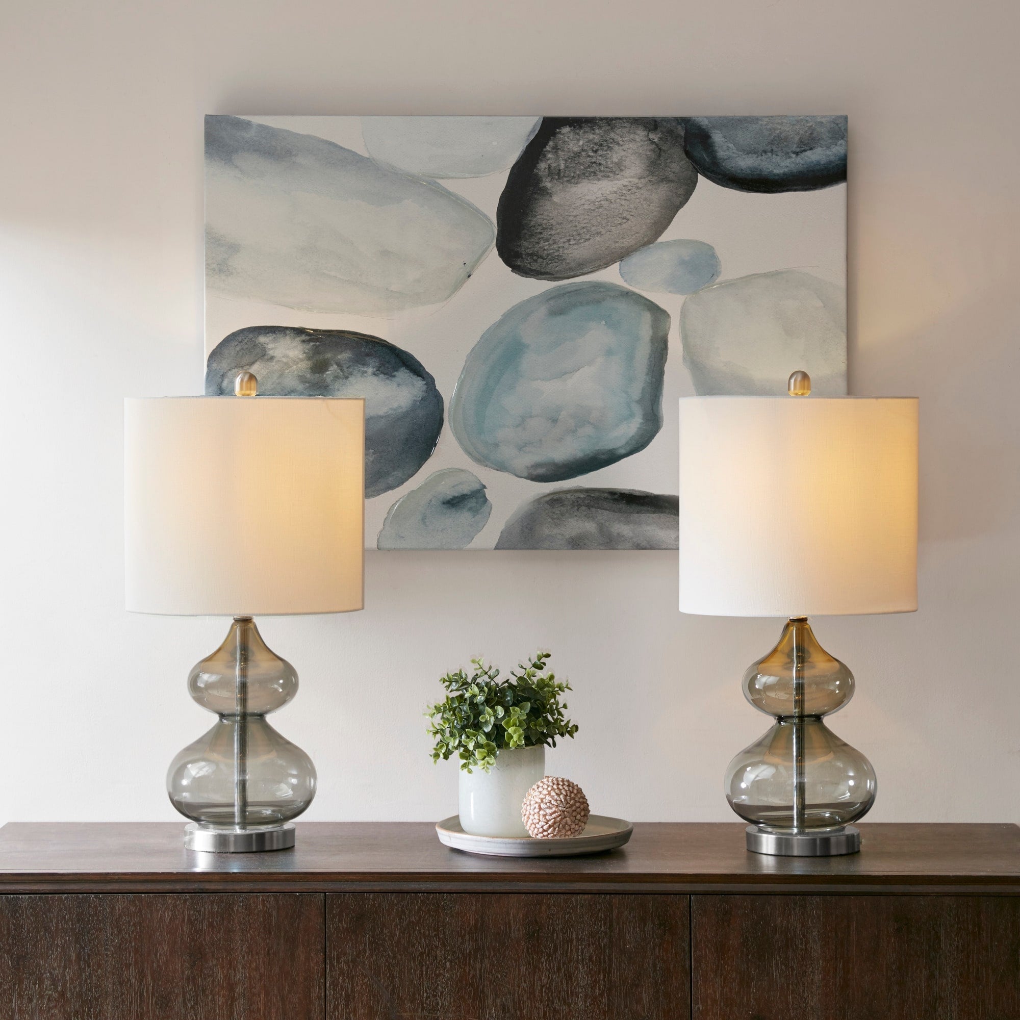 Ellipse Curved Gourd Glass Table Lamp, Set of 2