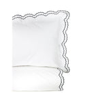 Embroidered Percale Crisp Cotton Double Scallopier Duvet Set and Sham