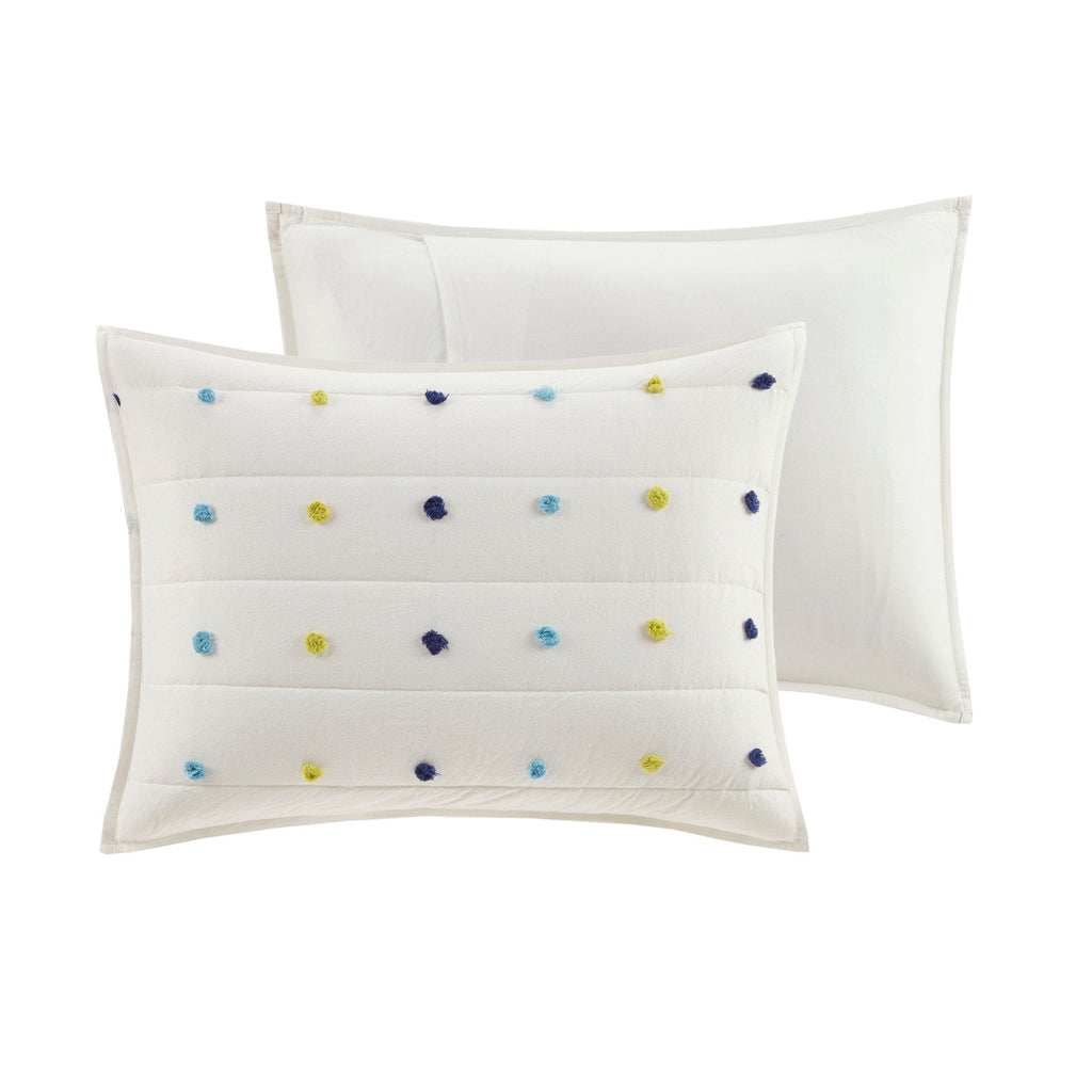 Intelligent Design Kids Ensley Pom Pom Cotton Jacquard Quilt Set with Throw Pillows