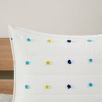 Intelligent Design Kids Ensley Pom Pom Cotton Jacquard Quilt Set with Throw Pillows