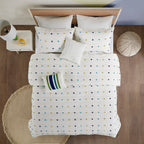 Intelligent Design Kids Ensley Pom Pom Cotton Jacquard Quilt Set with Throw Pillows