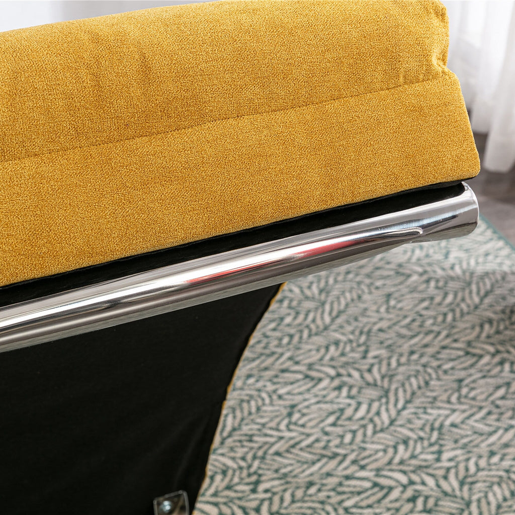 Ergonomic Linen Massage Chaise Lounge Chair Reclining Tufted Upholstered Sleeper with Remote and 5 Vibration Modes