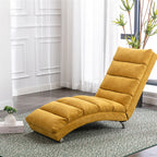 Ergonomic Linen Massage Chaise Lounge Chair Reclining Tufted Upholstered Sleeper with Remote and 5 Vibration Modes