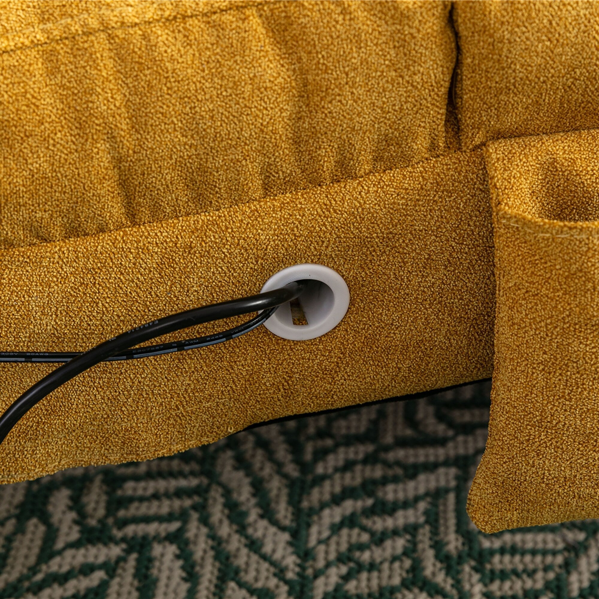 Ergonomic Linen Massage Chaise Lounge Chair Reclining Tufted Upholstered Sleeper with Remote and 5 Vibration Modes