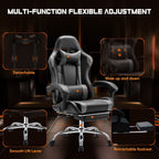 Ergonomic PU Leather 360¡ã Swivel Gaming Recliner with Footrest, Headrest, Lumbar Support, Adjustable Height