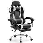 Ergonomic PU Leather 360¡ã Swivel Gaming Recliner with Footrest, Headrest, Lumbar Support, Adjustable Height