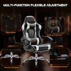 Ergonomic PU Leather 360¡ã Swivel Gaming Recliner with Footrest, Headrest, Lumbar Support, Adjustable Height