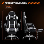 Ergonomic PU Leather 360¡ã Swivel Gaming Recliner with Footrest, Headrest, Lumbar Support, Adjustable Height