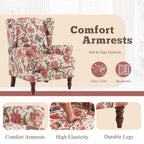 Erommy Modern Accent Chair, High Back Armchair, Upholstered Fabric Button Single Sofa with Wooden Legs for Living Room