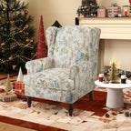 Erommy Modern Accent Chair, High Back Armchair, Upholstered Fabric Button Single Sofa with Wooden Legs for Living Room