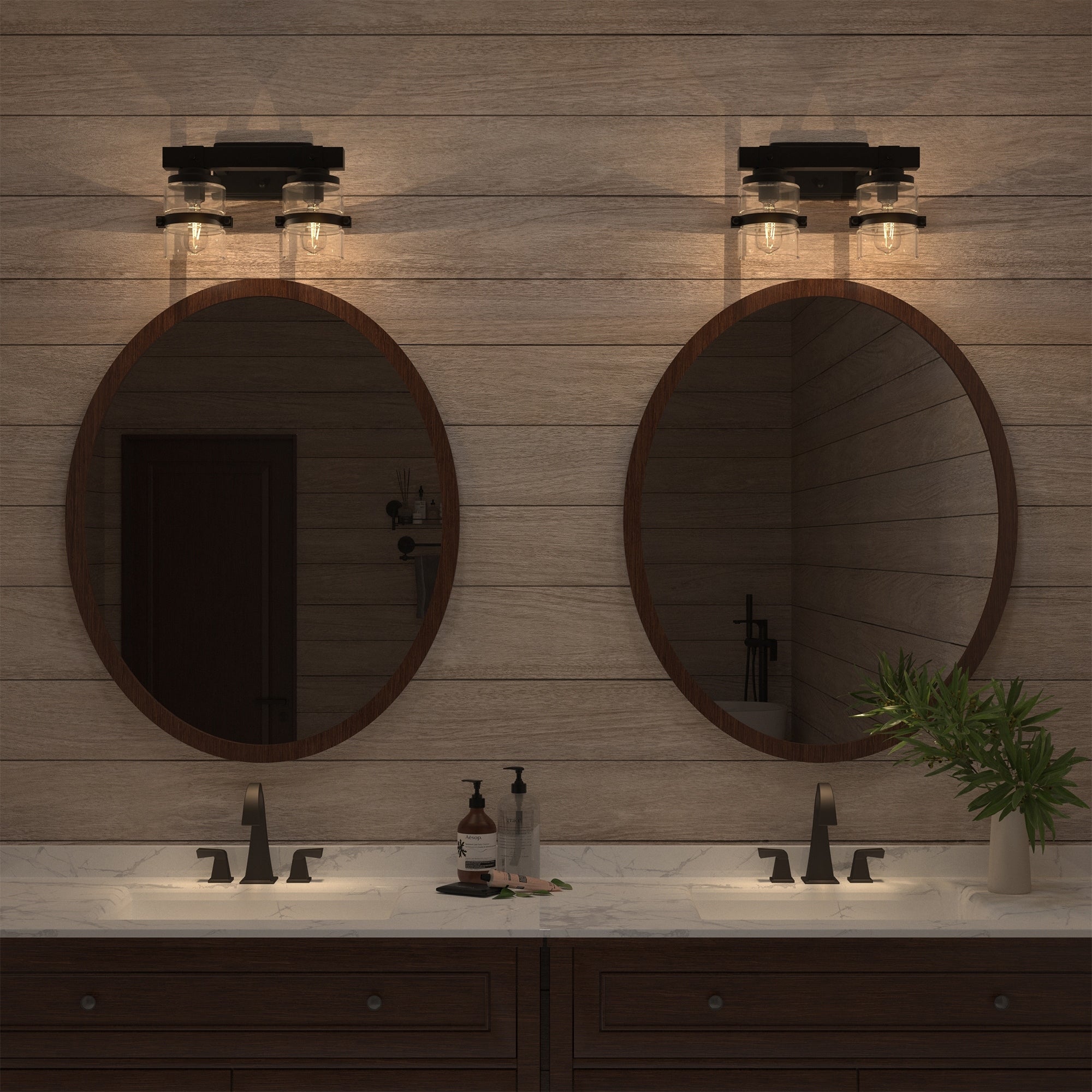 ExBrite Farmhouse 3-lights Bathroom Dimmable Iron Black Vanity Lights Wall Sconces