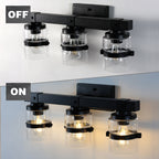 ExBrite Farmhouse 3-lights Bathroom Dimmable Iron Black Vanity Lights Wall Sconces