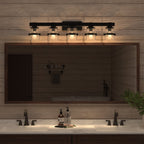 ExBrite Farmhouse 3-lights Bathroom Dimmable Iron Black Vanity Lights Wall Sconces