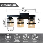 ExBrite Farmhouse 3-lights Bathroom Dimmable Iron Black Vanity Lights Wall Sconces
