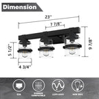 ExBrite Farmhouse 3-lights Bathroom Dimmable Iron Black Vanity Lights Wall Sconces