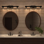 ExBrite Farmhouse 3-lights Bathroom Dimmable Iron Black Vanity Lights Wall Sconces