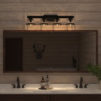 ExBrite Farmhouse 3-lights Bathroom Dimmable Iron Black Vanity Lights Wall Sconces