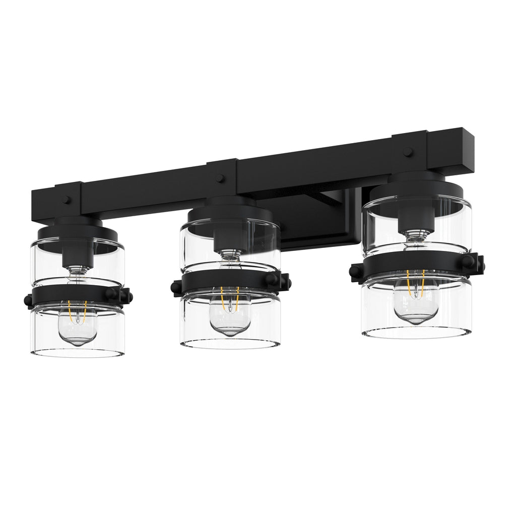 ExBrite Farmhouse 3-lights Bathroom Dimmable Iron Black Vanity Lights Wall Sconces