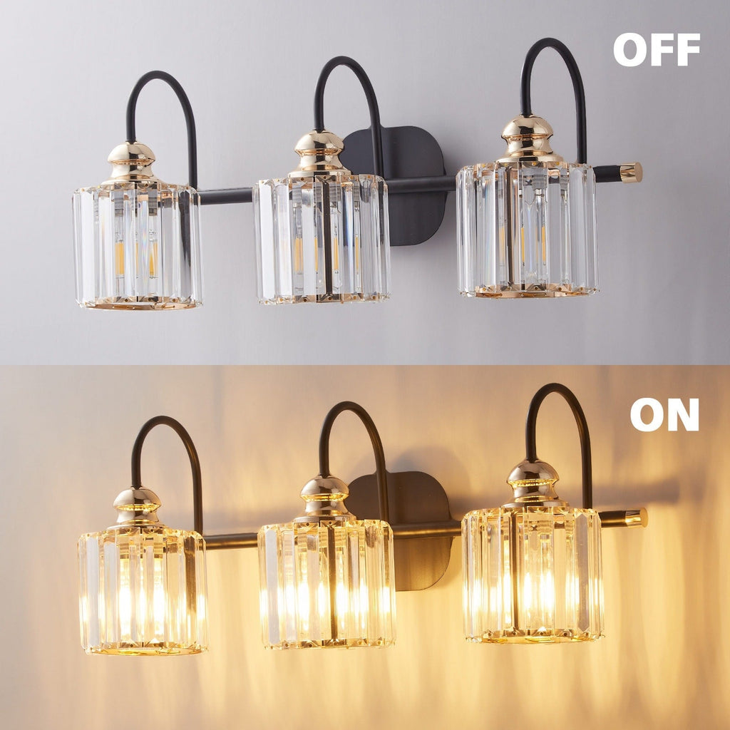 ExBrite Modern Rose Gold 1/2/3/4/5-light Bathroom Dimmable Crystal Vanity Lights Wall Sconces