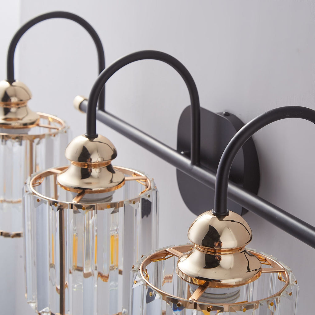 ExBrite Modern Rose Gold 1/2/3/4/5-light Bathroom Dimmable Crystal Vanity Lights Wall Sconces