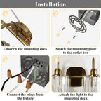 ExBrite Modern Rose Gold 1/2/3/4/5-light Bathroom Dimmable Crystal Vanity Lights Wall Sconces