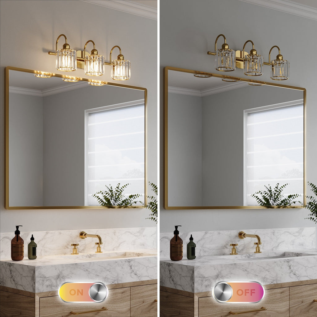 ExBrite Modern Rose Gold 1/2/3/4/5-light Bathroom Dimmable Crystal Vanity Lights Wall Sconces
