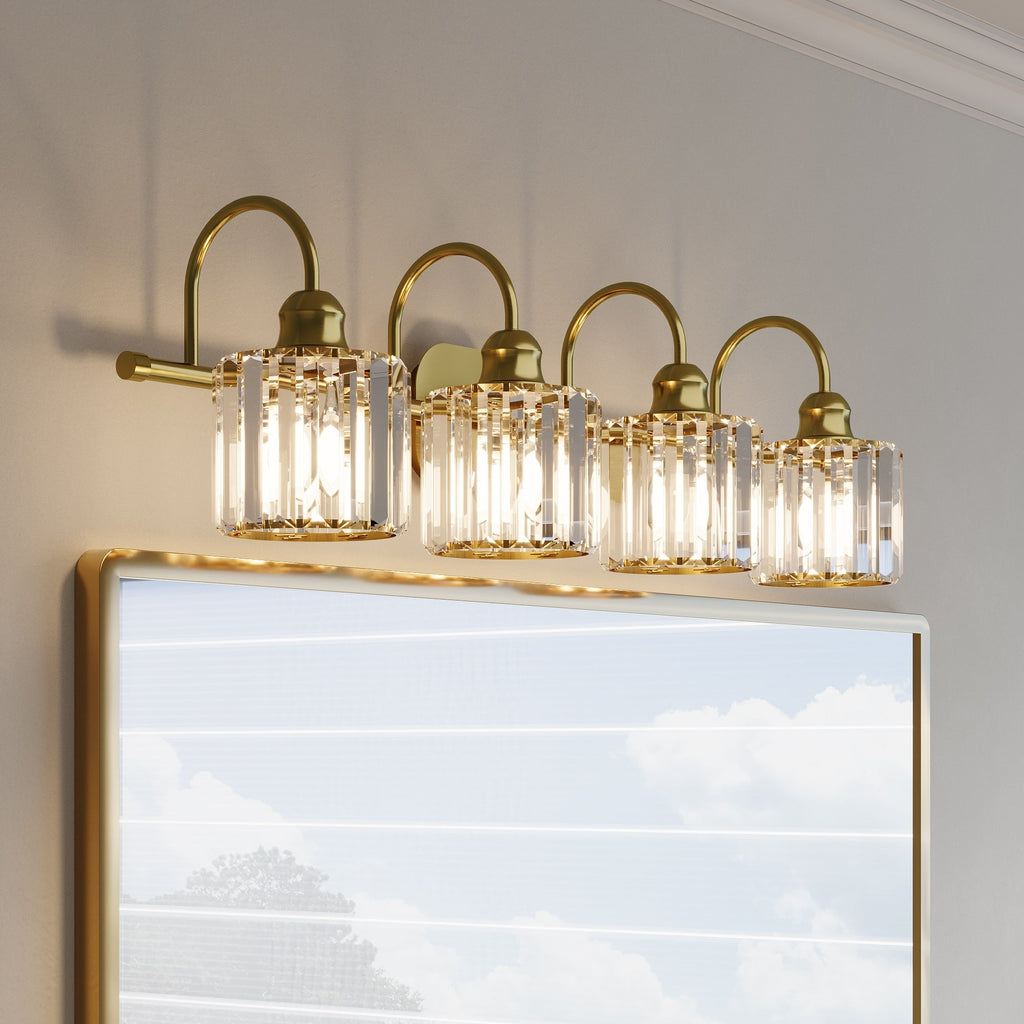 ExBrite Modern Rose Gold 1/2/3/4/5-light Bathroom Dimmable Crystal Vanity Lights Wall Sconces