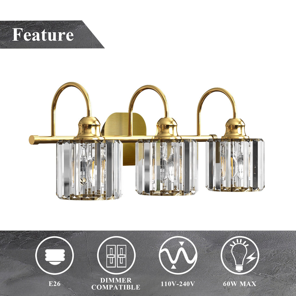 ExBrite Modern Rose Gold 1/2/3/4/5-light Bathroom Dimmable Crystal Vanity Lights Wall Sconces