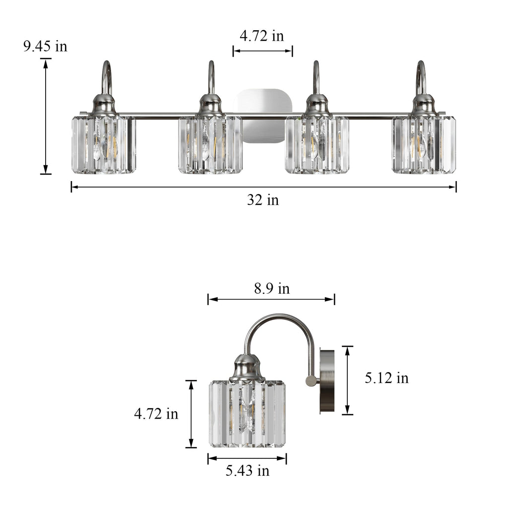 ExBrite Modern Rose Gold 1/2/3/4/5-light Bathroom Dimmable Crystal Vanity Lights Wall Sconces