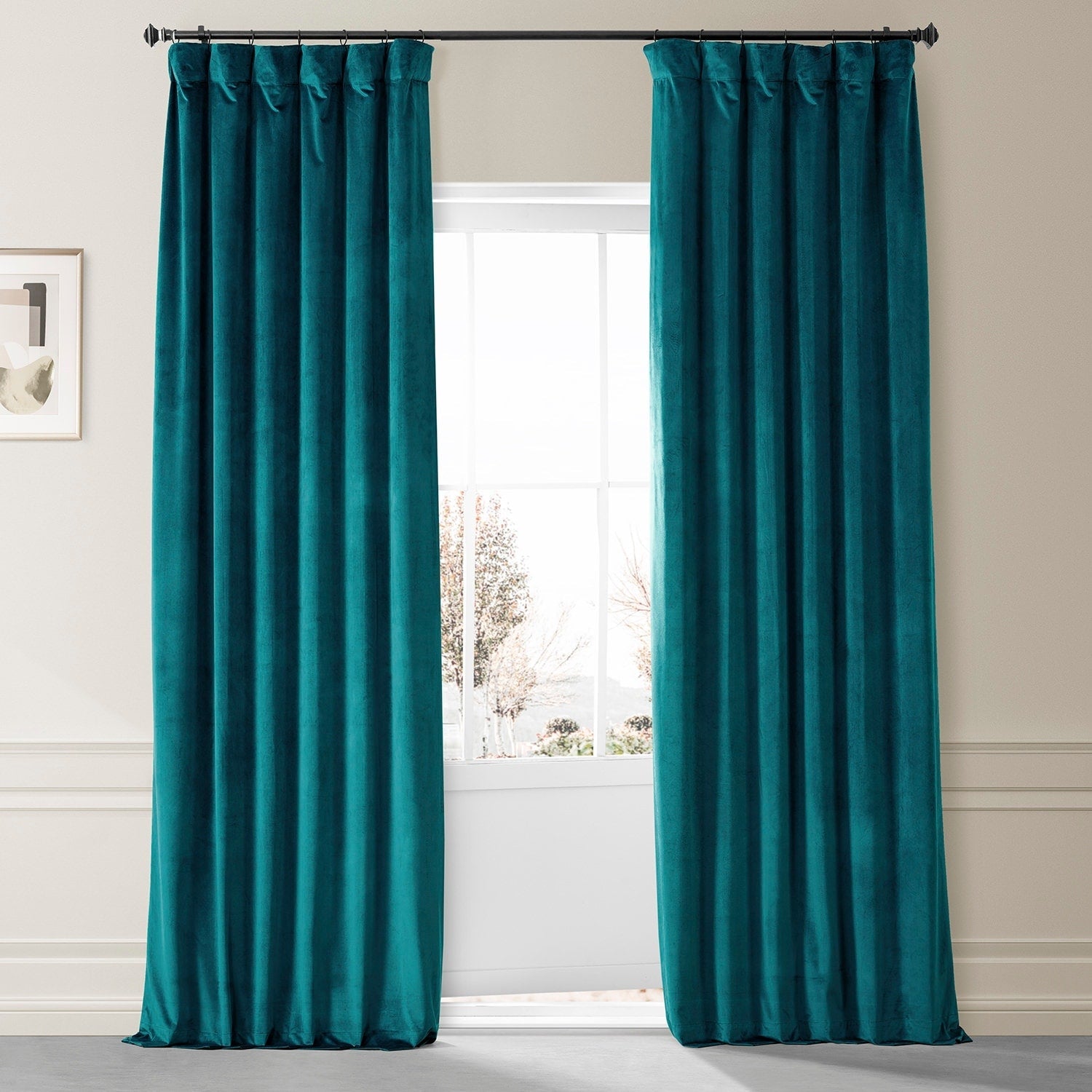 Exclusive Fabrics Signature Plush Velvet Hotel Blackout Curtains (1 Panel) - Luxury Soft Drapery for Light Control & Elegance