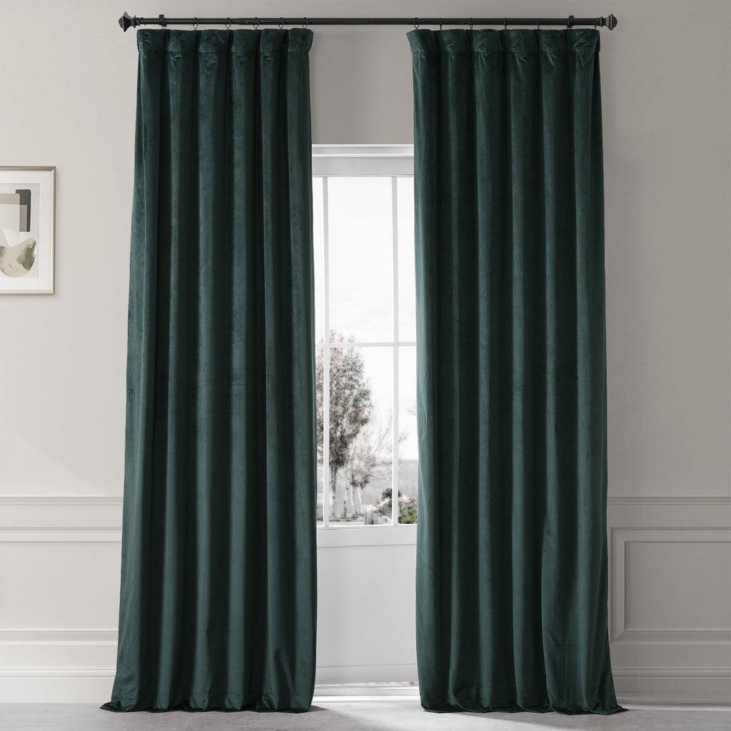 Exclusive Fabrics Signature Plush Velvet Hotel Blackout Curtains (1 Panel) - Luxury Soft Drapery for Light Control & Elegance