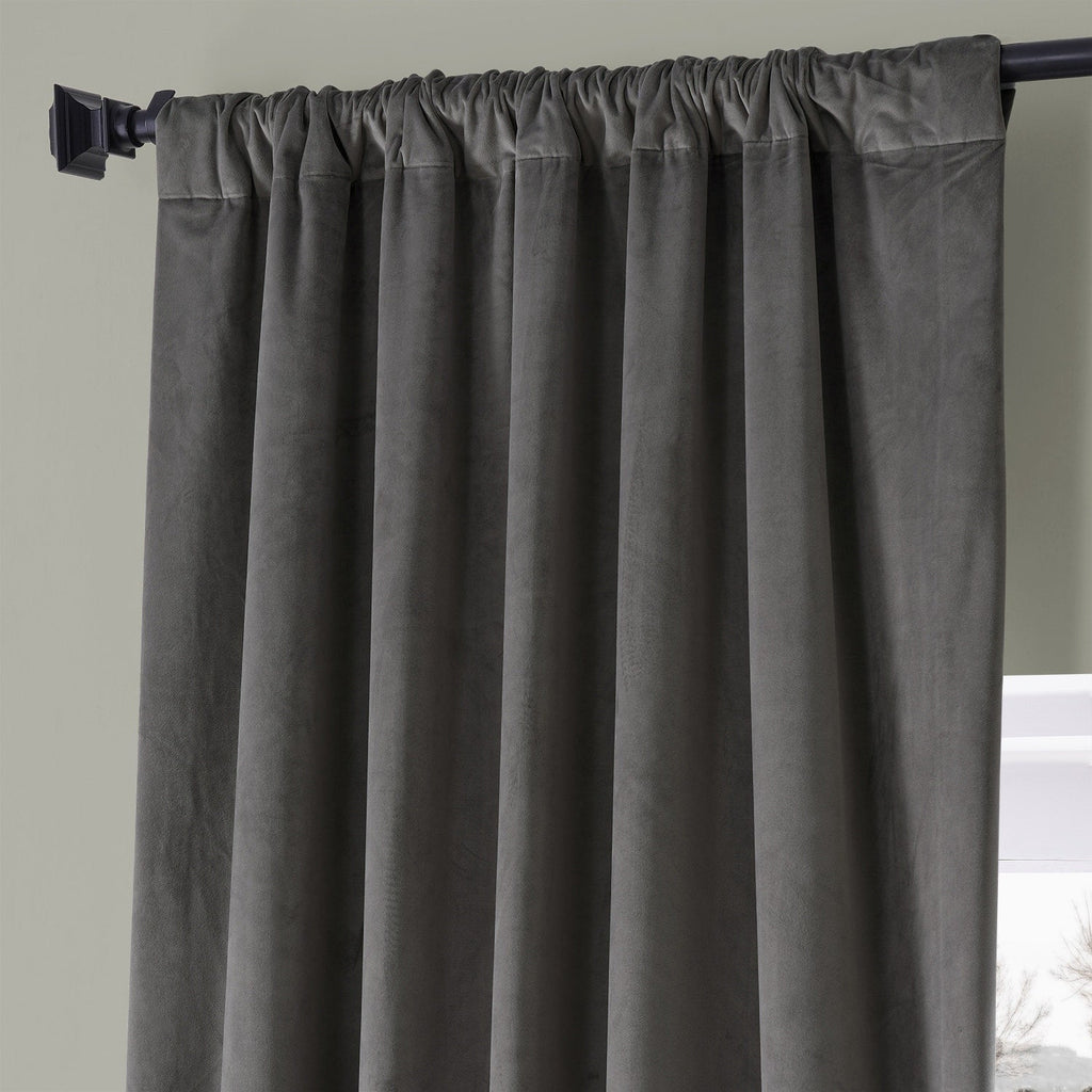 Exclusive Fabrics Signature Plush Velvet Hotel Blackout Curtains (1 Panel) - Luxury Soft Drapery for Light Control & Elegance