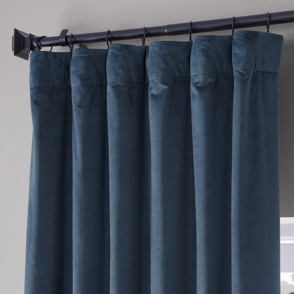 Exclusive Fabrics Signature Plush Velvet Hotel Blackout Curtains (1 Panel) - Luxury Soft Drapery for Light Control & Elegance