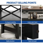 Farmhouse Coffee Table with Storage 2-Tier Center Table for Living Room