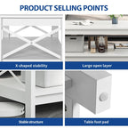 Farmhouse Coffee Table with Storage 2-Tier Center Table for Living Room