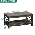 Farmhouse Coffee Table with Storage 2-Tier Center Table for Living Room