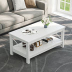 Farmhouse Coffee Table with Storage 2-Tier Center Table for Living Room
