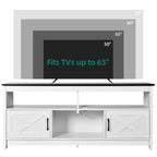 Farmhouse TV Stand for up to 65 TV with Doors and Open Shelves Media Console Power Outlet
