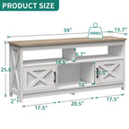 Farmhouse TV Stand for up to 65 TV with Doors and Open Shelves Media Console Power Outlet