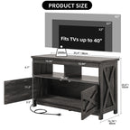 Farmhouse TV Stand for up to 65 TV with Doors and Open Shelves Media Console Power Outlet