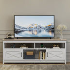 Farmhouse TV Stand for up to 65 TV with Doors and Open Shelves Media Console Power Outlet