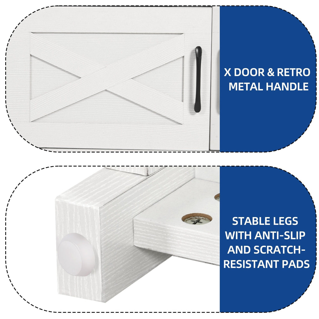 Farmhouse TV Stand for up to 65 TV with Doors and Open Shelves Media Console Power Outlet